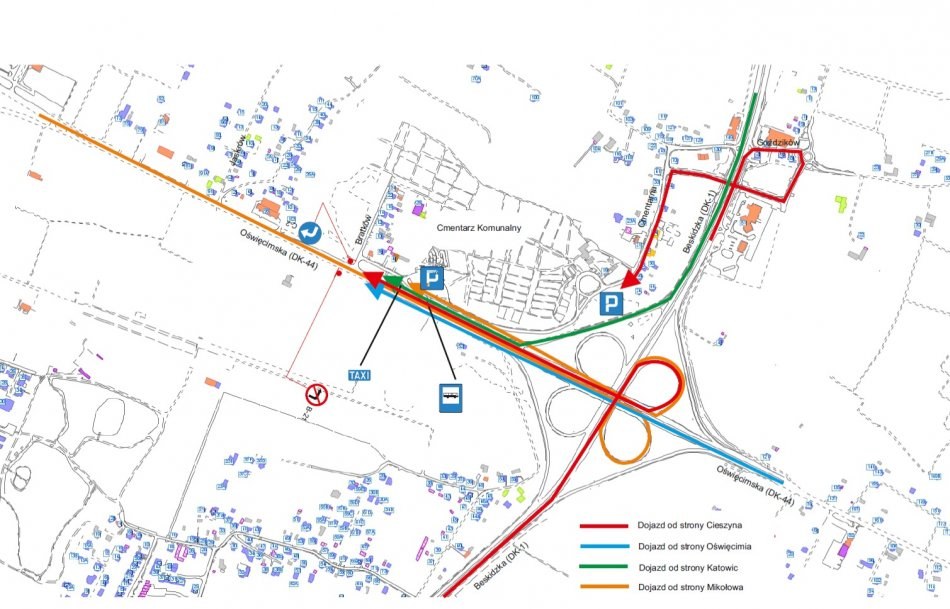 Zmiany na tyskich drogach - Święto Zmarłych 2023