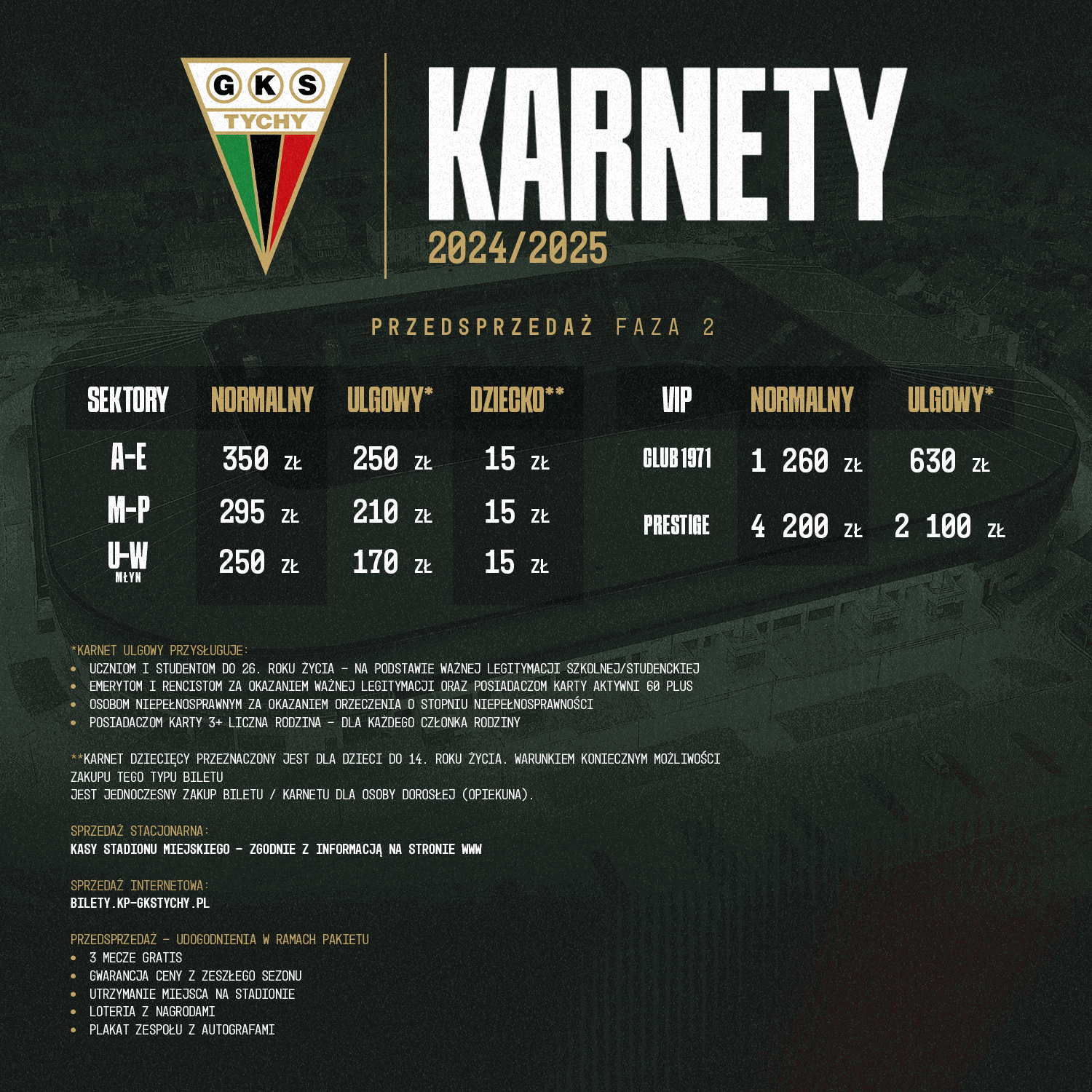 GKS Tychy ceny karnetów 2024 2025